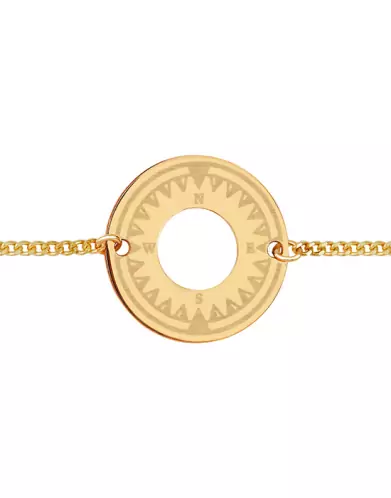 Bracelet Ajouré Centre Rond Chaîne Gourmette Pré Illustrée Boussole