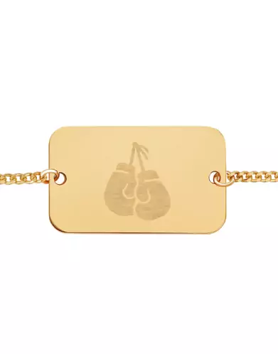 Bracelet Rectangle Chaîne Gourmette Pré Illustrée Gants de Boxe