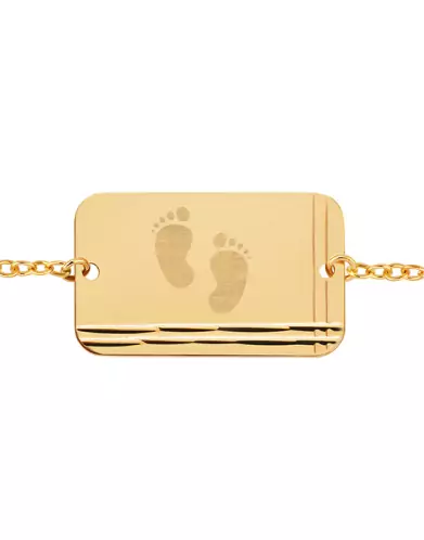 Bracelet Rectangle Rainurée Chaîne Forçat Pré Illustrée Empreintes Pieds