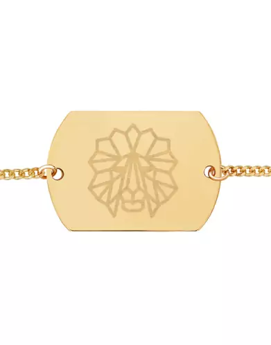 Bracelet Militaire Chaîne Gourmette Pré Illustrée Lion Origami pour homme