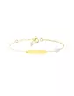 Bracelet Plaque Ovale en Or Jaune 18K Trèfle et Pampille de Nacre