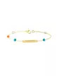 Bracelet Rectangle en Or Jaune 18K et Pierres Fines Bleu Orange Blanches