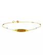 Bracelet Plaque Ovale en Or Jaune 18K et Pierres Fines Bleu Violet