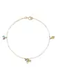 Bracelet Or jaune 18K 6 Pampilles Pierres Fines Vertes et Bleues