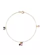 Bracelet Or jaune 18K 6 Pampilles Pierres Fines Violettes et Roses