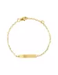 Bracelet Identité Bébé 18K plaque Rectangle longue Maille forçat