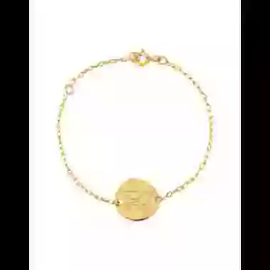 Bracelet Médaille Ronde Gravée Colombe en Or Personnalisable image cachée