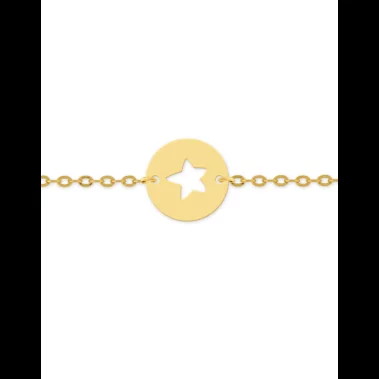 Bracelet Médaille Ronde Ajourée Étoile en Or Personnalisable image cachée
