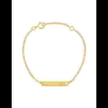 Bracelet Identité Bébé plaque rectangle soleil chaîne gourmette image cachée