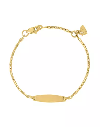 Bracelet Identité Bébé plaque Ovale Maille Marine et Pampille Lapin