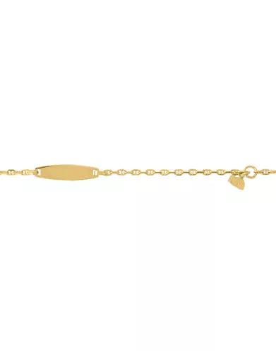 Bracelet Identité Bébé plaque Ovale Maille Marine et Pampille Lapin