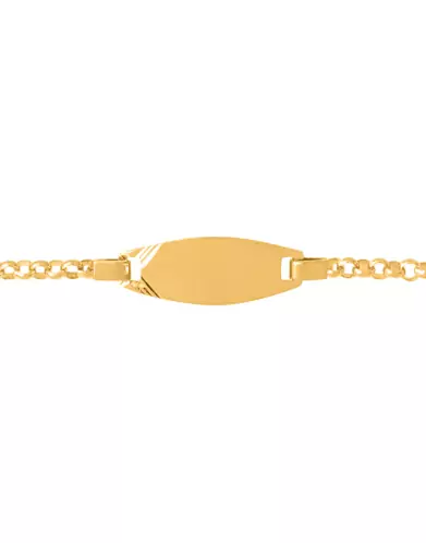 Bracelet Identité Bébé plaque ovale rainurée Maille Jaseron