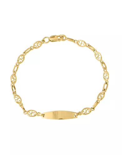 Bracelet Identité Bébé plaque Ovale Maille Filigrane