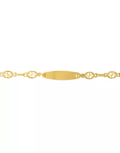 Bracelet Identité Bébé plaque Ovale Maille Filigrane