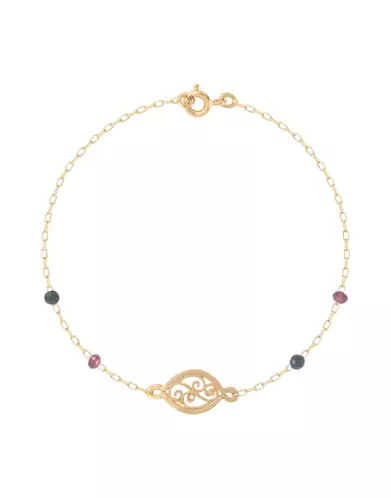 Bracelet Or jaune Filigrane et Pierres Fines
