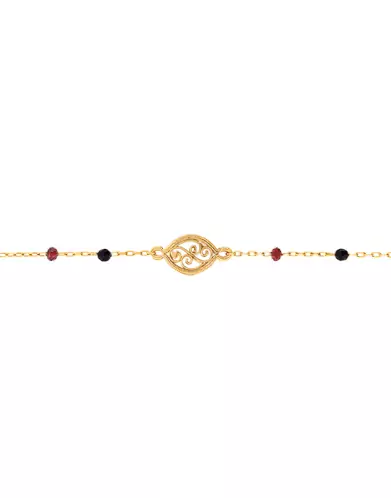 Bracelet Or jaune Filigrane et Pierres Fines