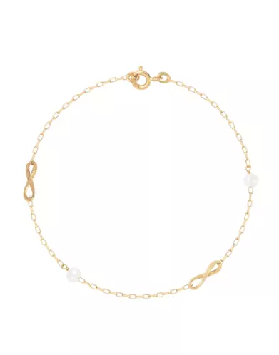 Bracelet Or jaune Infini et Perles