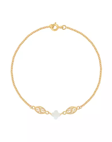 Bracelet Or jaune Filigrane et Trèfle Nacre