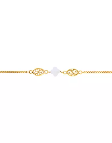 Bracelet Or jaune Filigrane et Trèfle Nacre