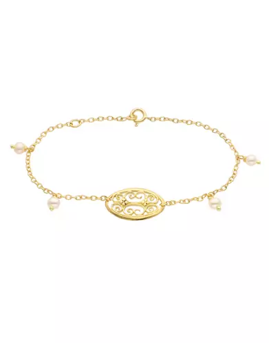 Bracelet Filigrane et Pampilles Perles en Or jaune
