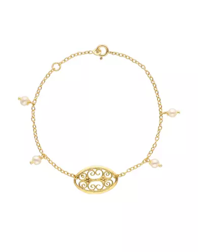 Bracelet Filigrane et Pampilles Perles en Or jaune