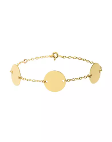 Bracelet Trois Médailles Rondes en Or Personnalisable