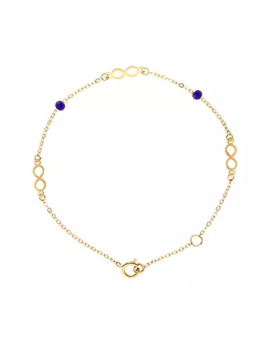 Bracelet Infini Or Jaune 18K et Pierres Lapis Lazuli