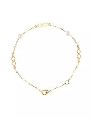 Bracelet Infini Or Jaune 18K et Perles Blanches