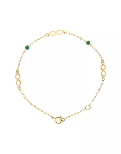 Bracelet Infini Or Jaune 18K et Pierres Agathe Verte