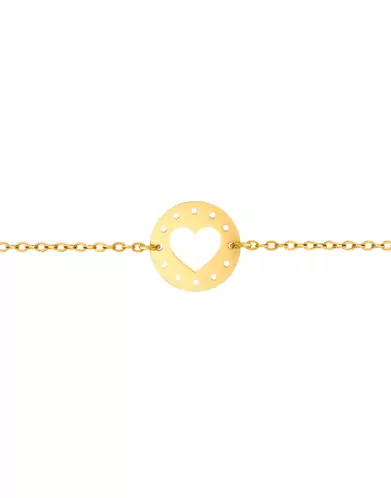 Bracelet Or jaune 18K Coeur Ajouré Rock