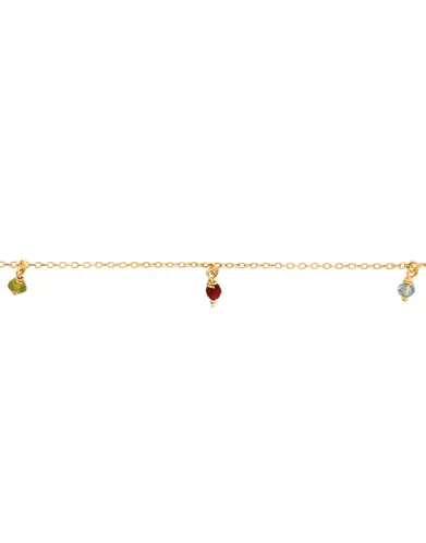 Bracelet Or jaune 18K 3 Pampilles Pierres Fines Couleur