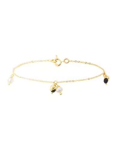 Bracelet Or jaune 18K Perle et Onyx