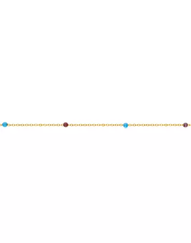 Bracelet Or jaune 18K 4 Pampilles Pierres Fines bleues et roses