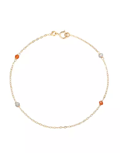 Bracelet Or jaune 18K Pierres Fines blanches et bordeaux
