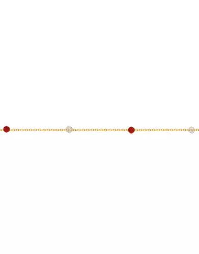 Bracelet Or jaune 18K Pierres Fines blanches et bordeaux