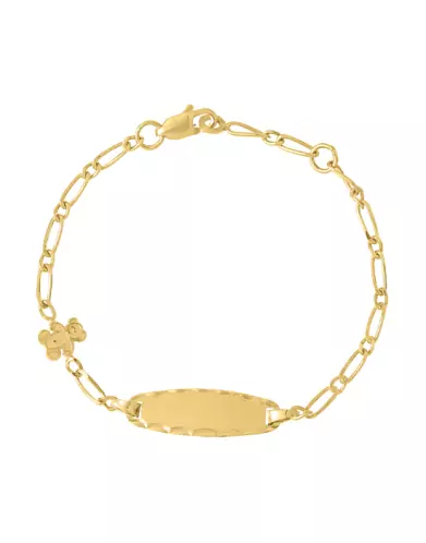 Bracelet Identité Bébé plaque Ovale Maille alternée avec Motif Ours