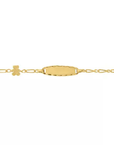 Bracelet Identité Bébé plaque Ovale Maille alternée avec Motif Ours