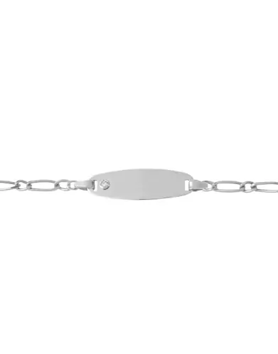 Bracelet Identité Bébé plaque Ovale Large Maille alternée et Diamant