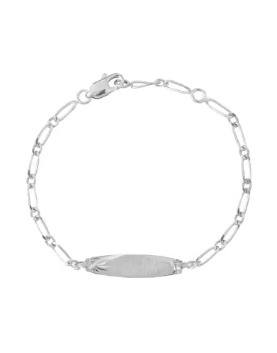 Bracelet Identité Bébé plaque ovale brossée Maille alternée 1/1