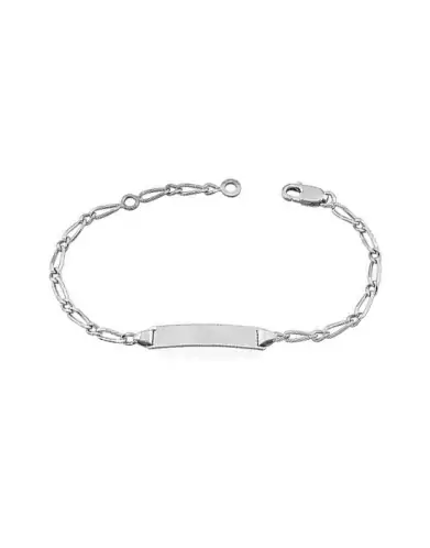 Bracelet Identité Bébé plaque rectangle Maille alternée Petit Modèle