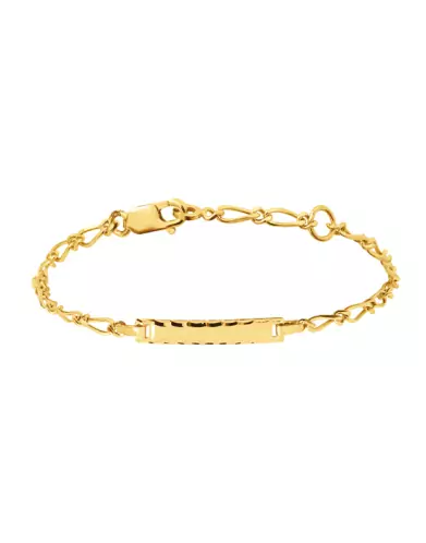 Bracelet Identité Bébé plaque rectangle étoilée Maille alternée