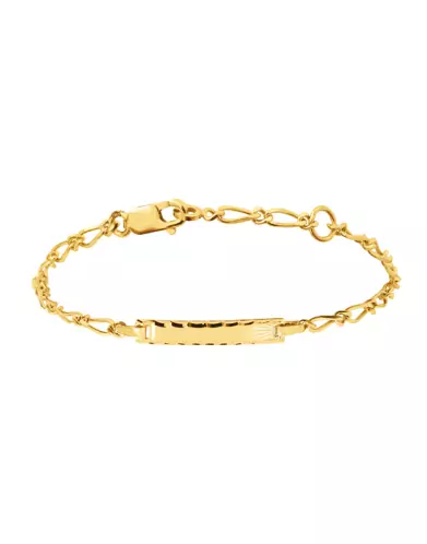 Bracelet Identité Bébé plaque rectangle étoilée Maille alternée