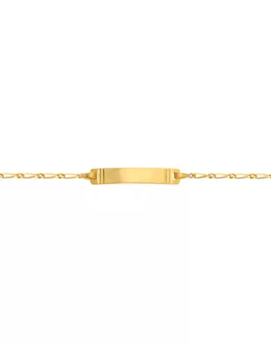 Bracelet Identité Bébé plaque rectangle rainurée Maille alternée