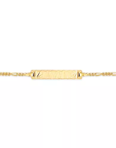 Bracelet Identité Bébé plaque rectangle brossée soleil Maille alternée