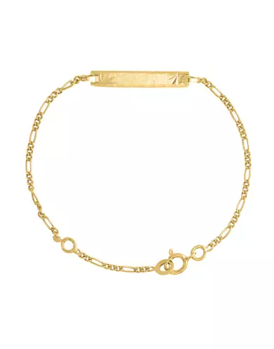 Bracelet Identité Bébé plaque rectangle brossée soleil Maille alternée