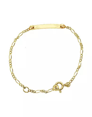 Bracelet Identité Bébé plaque rectangle soleil Maille alternée