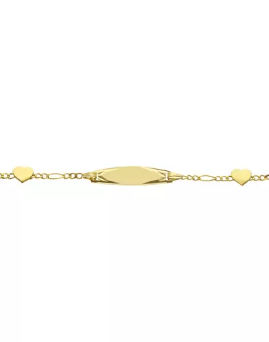 Bracelet Identité Bébé plaque Ovale Maille alternée et Motifs Coeurs