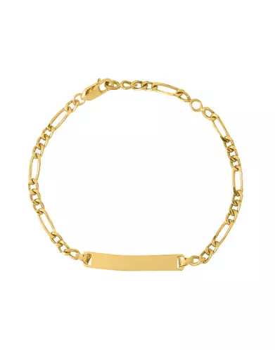 Bracelet Identité Bébé plaque Rectangle Maille alternée - Modèle léger