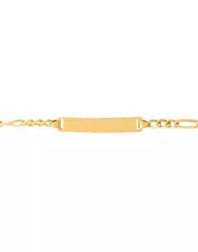 Bracelet Identité Bébé plaque Rectangle Maille alternée - Modèle léger