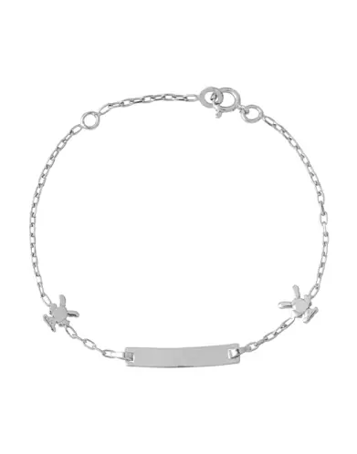 Bracelet Identité Bébé plaque rectangle Maille forçat et Motifs Ours